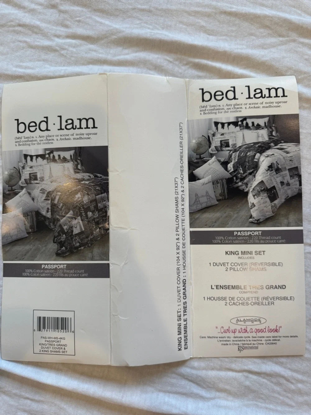 ALAMODE Home Bedlam Passport King Mini Set Travel Print Duvet Cover & 2 shams